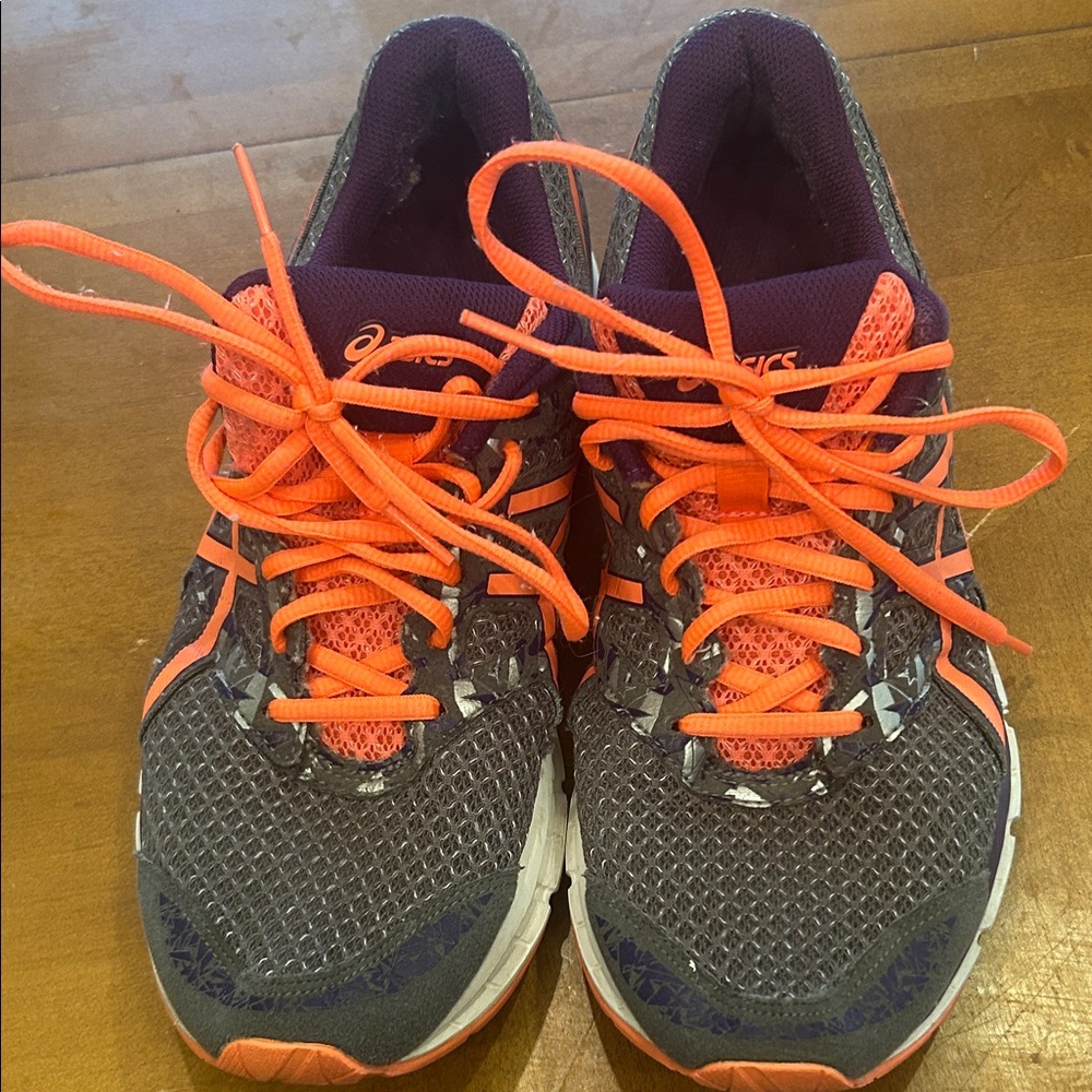 ASICS Women's Gray and Bright Orange Athletic Shoes